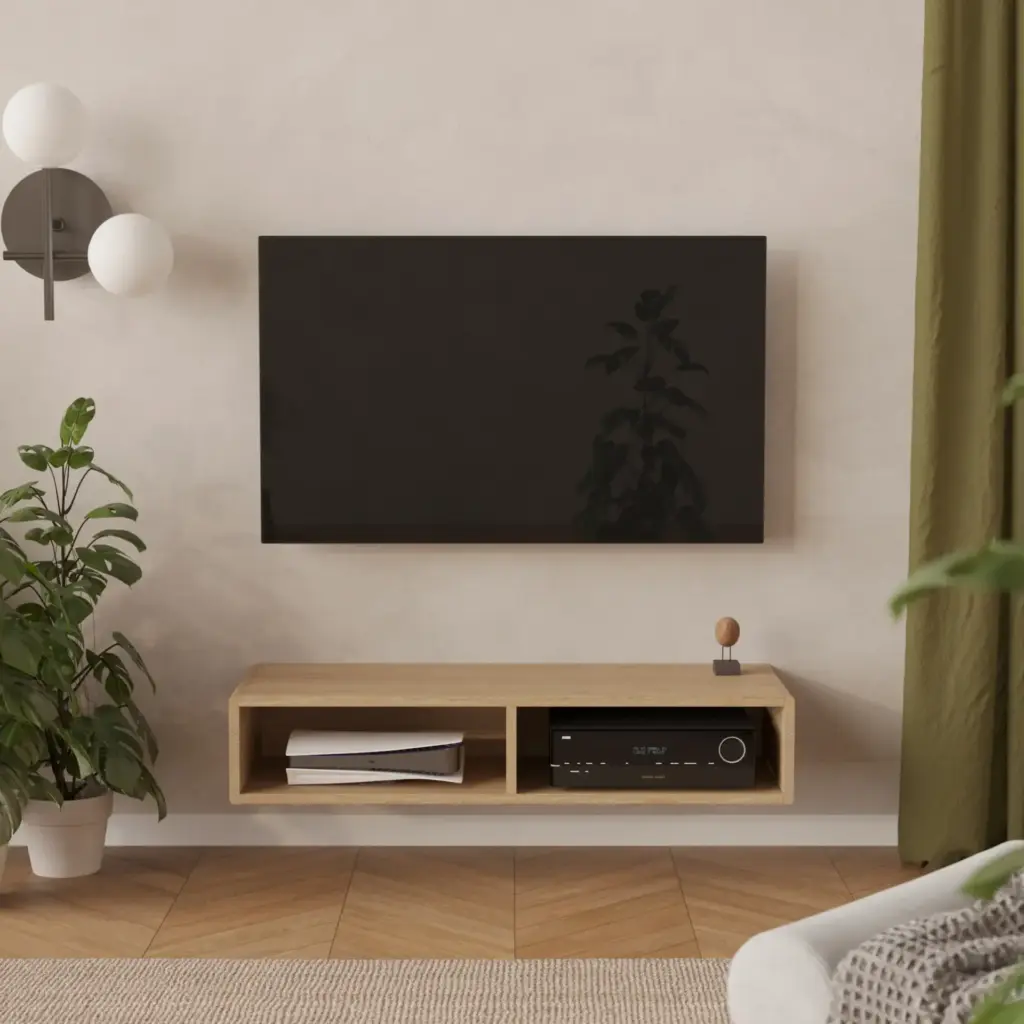 Debowa Podwieszana Szafka Rtv Z Polkami 120 Cm