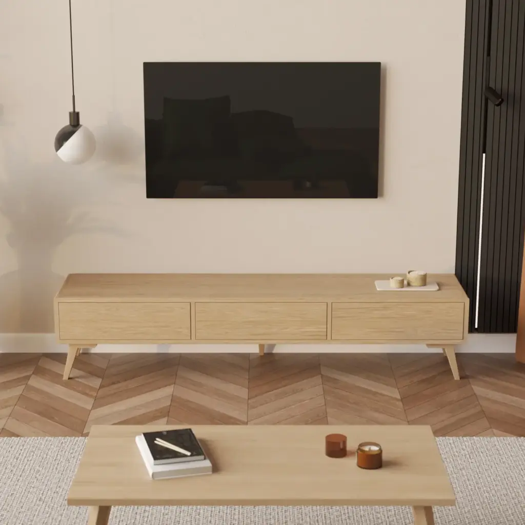 Nowoczesna Drewniana Szafka Pod Telewizor 200 Cm Szerokosci