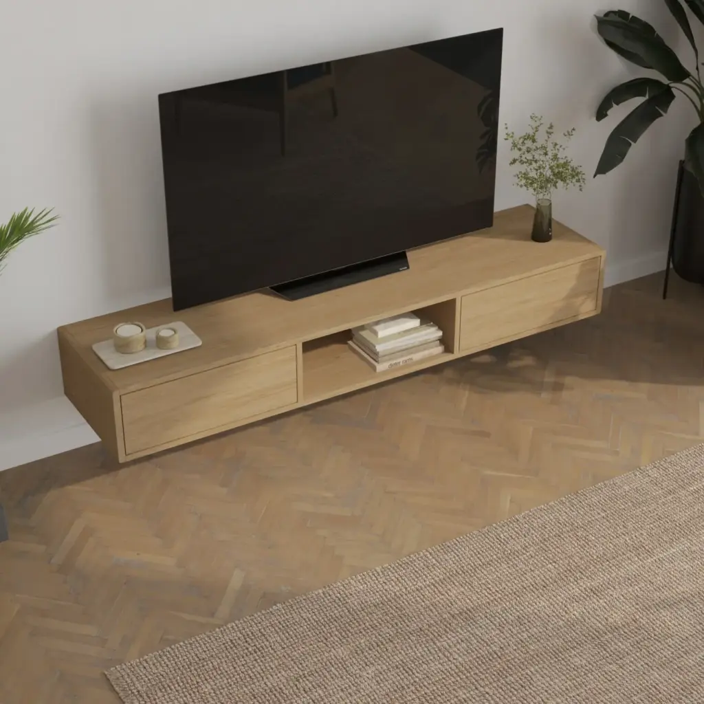 Szafka RTV wisząca dębowa 180 x 45 cm