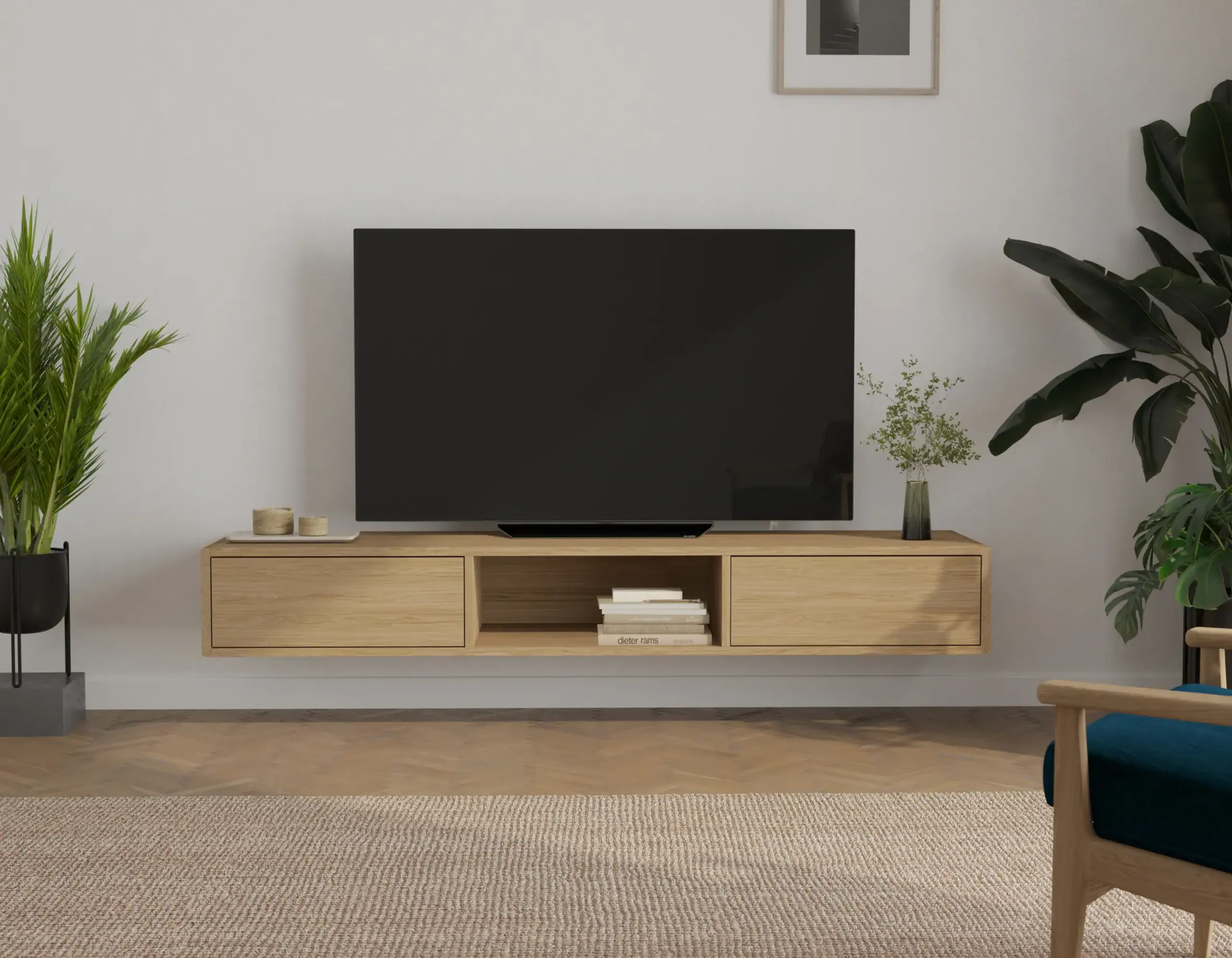 Szafka RTV wisząca dębowa 180 x 45 cm