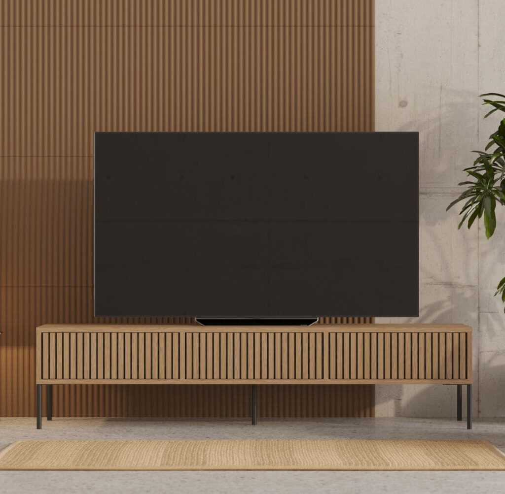 Loftowa Szafka Rtv 180 Cm Z Lamelami