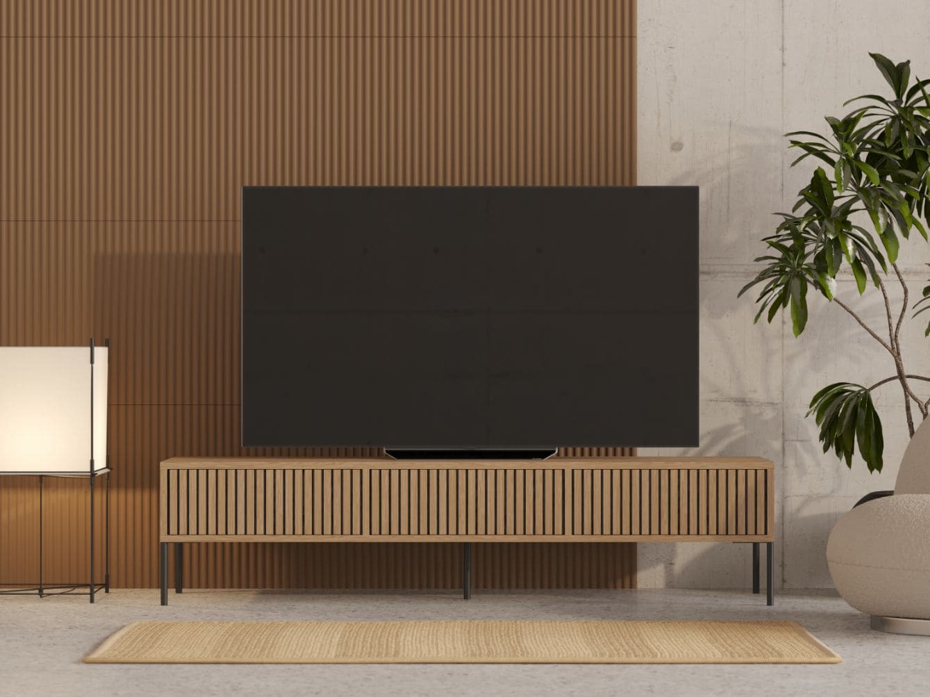 Loftowa Szafka Rtv 180 Cm Z Lamelami
