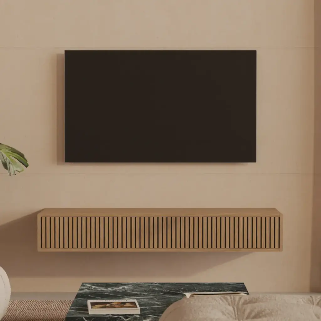 Podwieszana Szafka Rtv 150 Cm Z Lameli Debowych