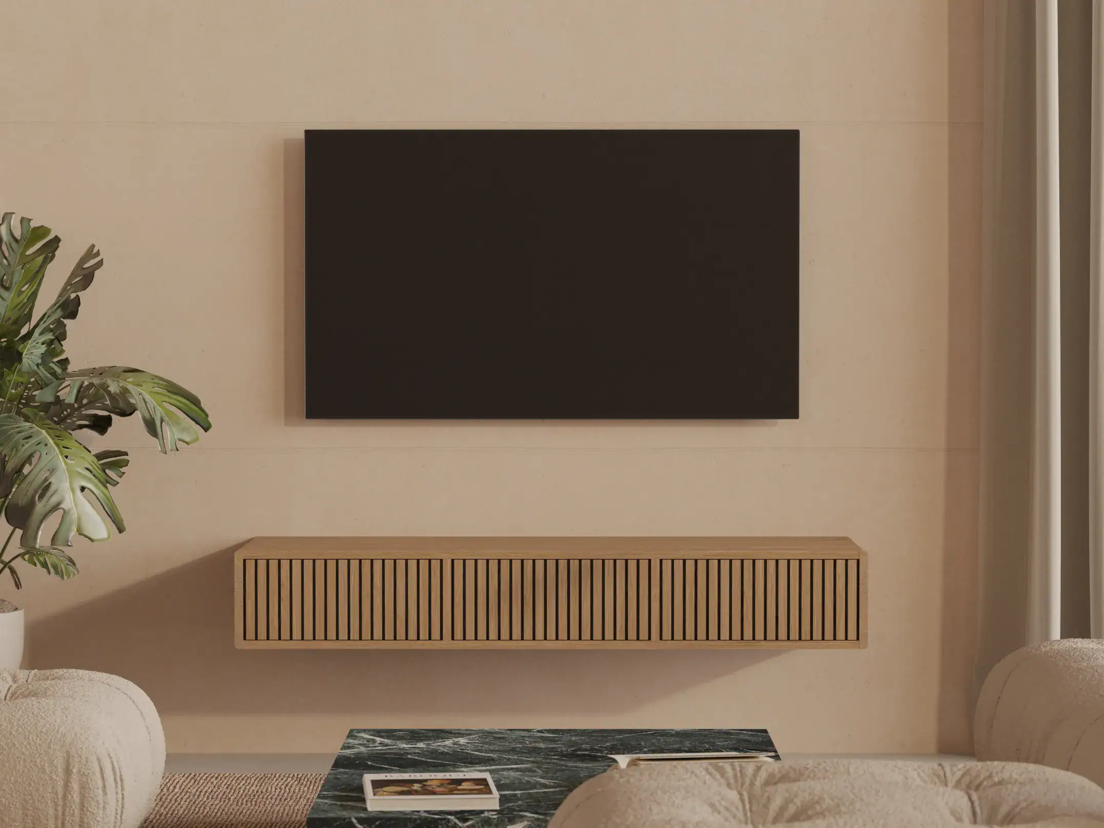 Podwieszana Szafka Rtv 150 Cm Z Lameli Debowych
