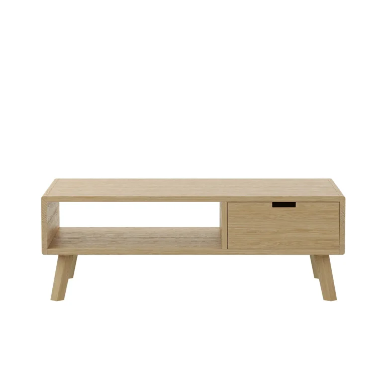 Stolik Kawowy Debowy 120×60 Cm Z Szuflada I Polka