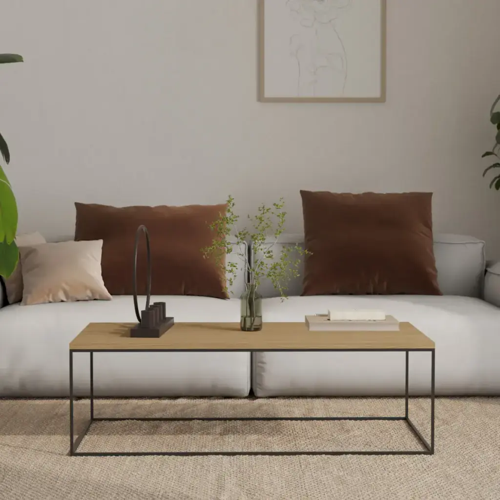 Stolik kawowy prostokątny metal drewno w nowoczesnym stylu loft 100x50 cm