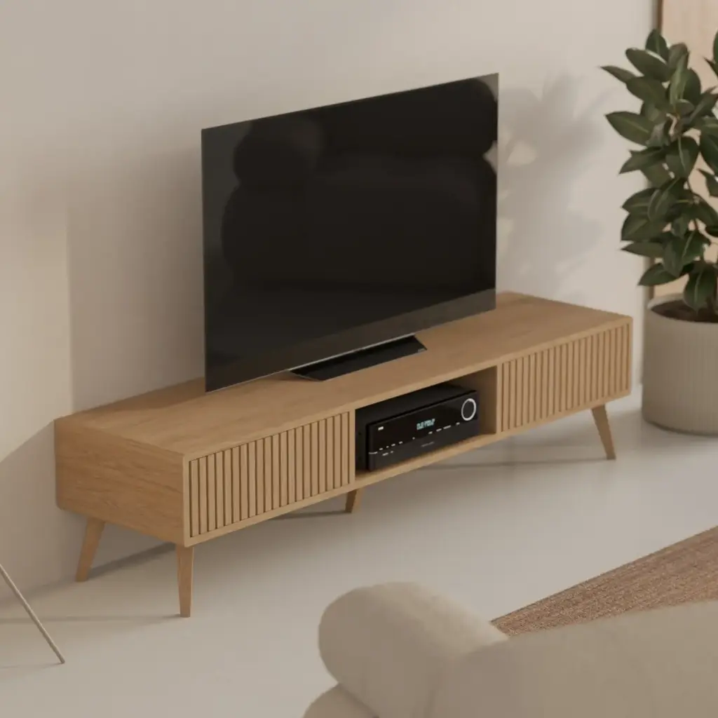 Szafka Pod Telewizor 180 Cm Z Lamelowymi Frontami