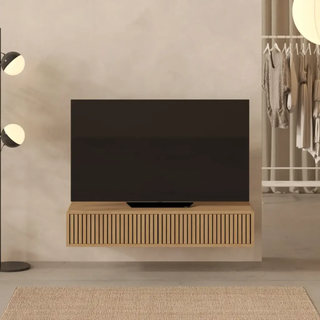 Szafka RTV 120 cm z frontami lamelowymi